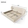 180 x 200 cm Upholstered Bed, Double Bed, Youth Bed with Slatted Frame & Headboard, Skin-Friendly Chenille, Wooden Frame, Beige (Without Mattress)