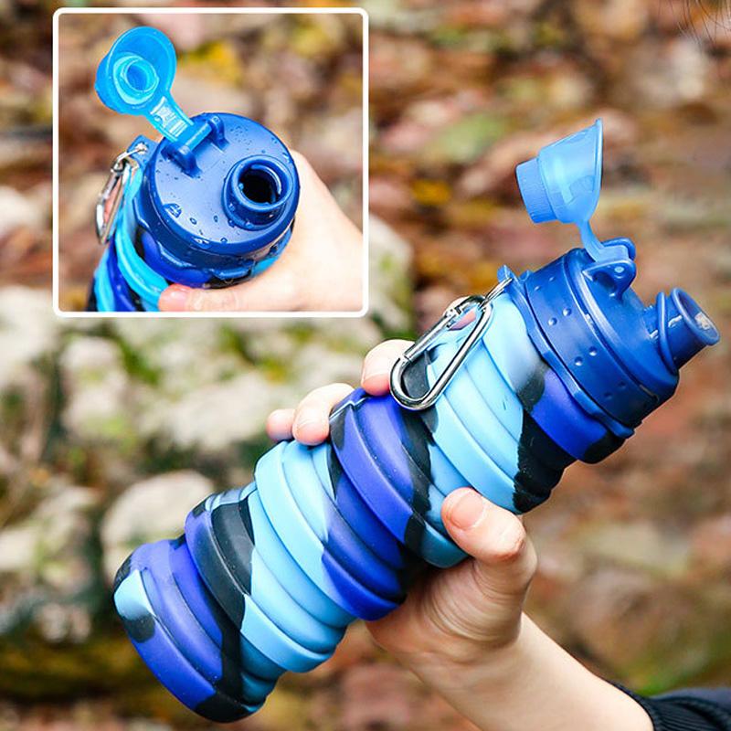 Силиконовые складные бутылки для воды, складные спортивные чашки с пряжкой, портативные герметичные спортивные бутылки для путешествий на открытом воздухе