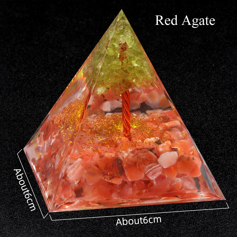 1 шт. Пирамида из натуральной каменной крошки, декоративная, Рейки, целебные камни, предметы интерьера, пирамида Древо жизни, настольный декор для дома, украшения, подарки на удачу