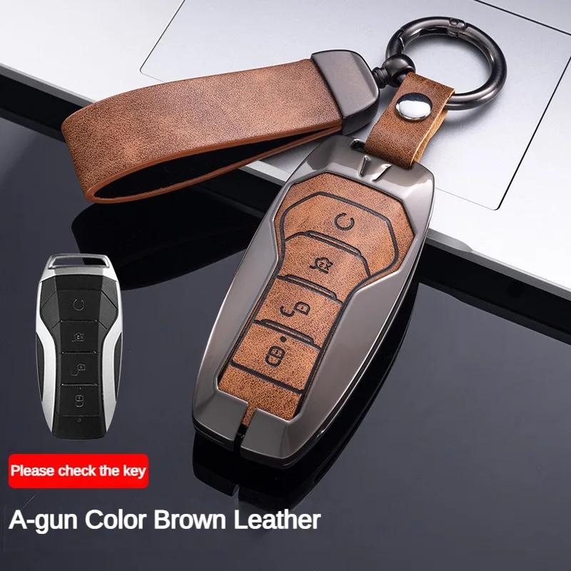 Чехол для ключа для BYD Song Plus Atto 3 Han EV Tang DM Qin Seal Dolphin Leather Metal Remote Fob Holder Keychain Car Accessories