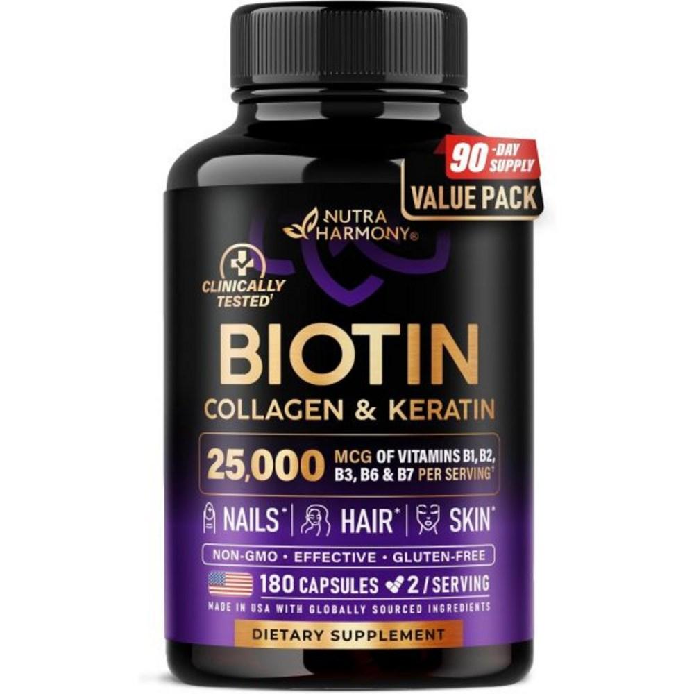 Biotin, Collagen, Hyaluronic Acid, and Keratin Hair Growth 180 Capsules