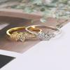 Trendy Elegant Dainty Rings For Women Romantic Women's Shiny Zircon Gold Color Thin Finger Ring Accessories Jewelry KCR088