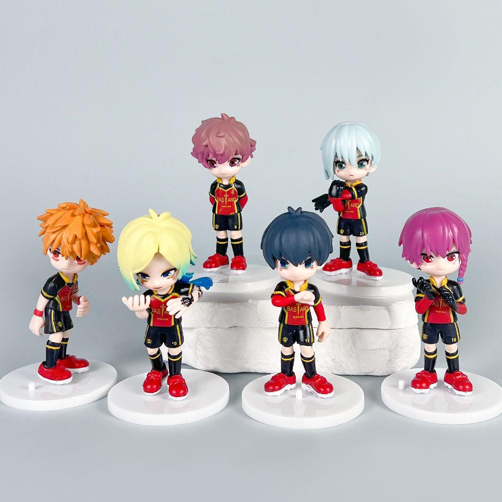 6 шт./комплект Фигурки Модели Игрушки BLUE LOCK Около 8 см Исаги Бачира Чигири Несс Хиори Наги Рео Кайзер