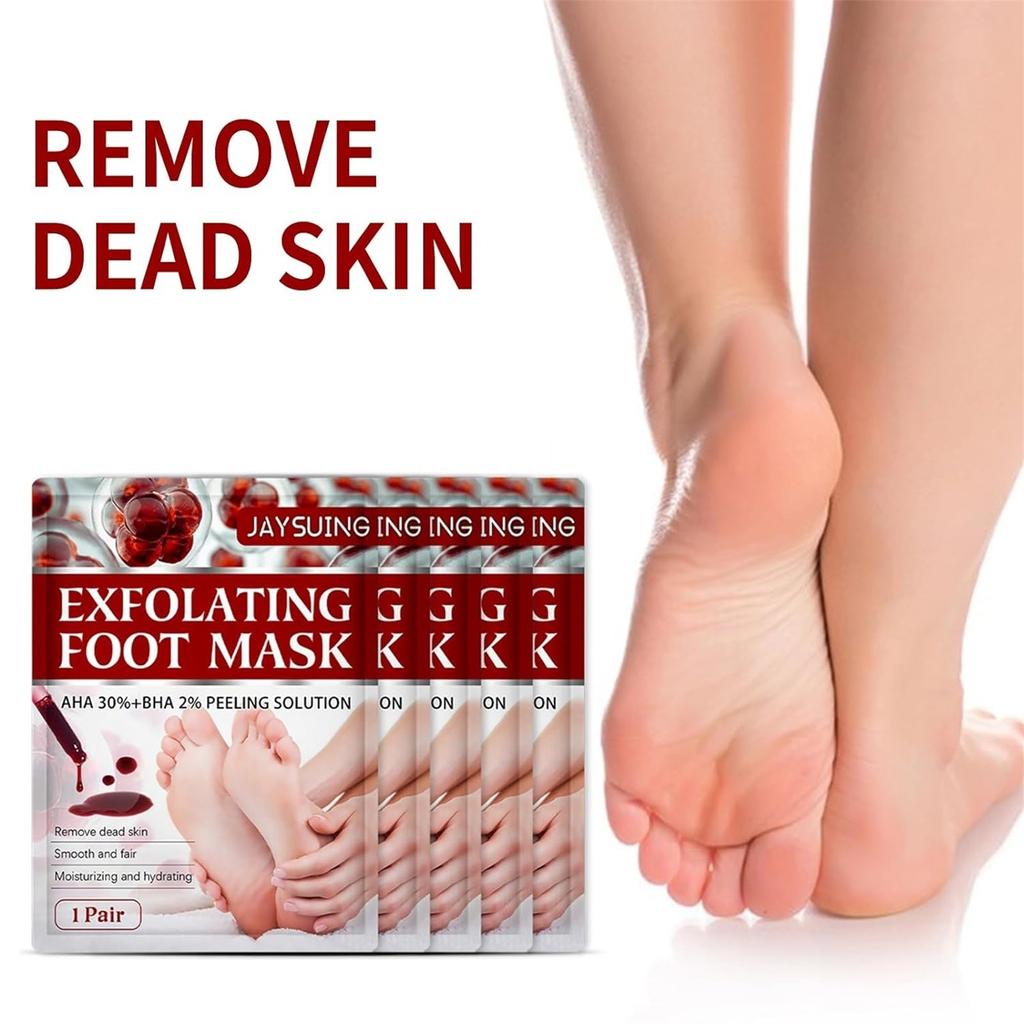 Маска-пилинг для ног Отшелушивающая маска для ног (5 шт.), Увлажняющие носки-маски для ног для ухода за сухими потрескавшимися ногами, удаления омертвевшей кожи40 мл