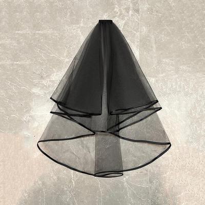 Винтажный черный вуаль Хэллоуин головной убор: Короткая двухслойная тюлевая лента с гребнем для волос