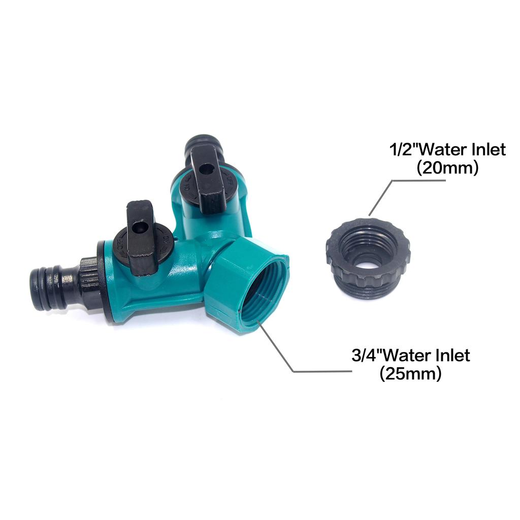 2-Way Water Splitters 1" to 3/4" to 1/2" Thread European Standard Thread Garden Irrigation Watering Connector Fittings Valve