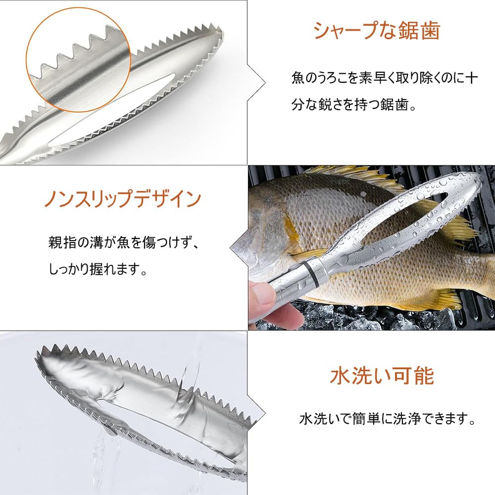 Scale Remover, Tweezer, Boner, 3 Piece Set, Stainless Steel, Fish