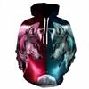 New 3D Printed Hooded Sweatshirt Top Pullover Wolf Head Men's Fashion Digital Print Couple