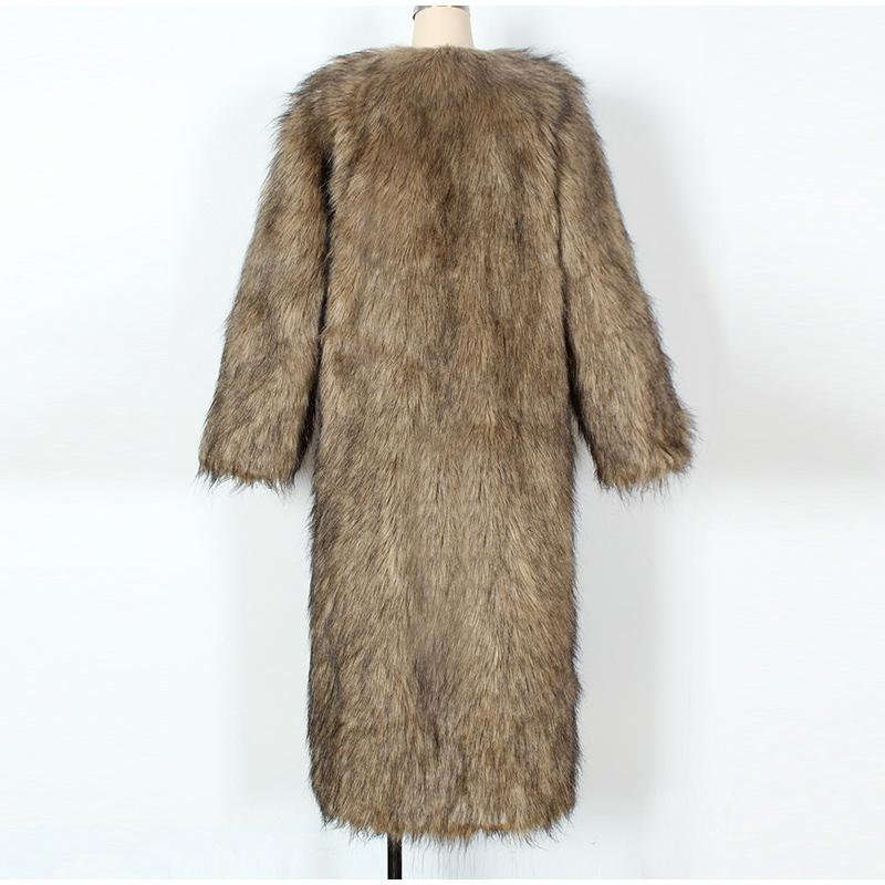 Женские шубы из искусственного меха с длинным рукавом, с открытым швом, длинные куртки с V-образным вырезом, плотное пальто, элегантная женская верхняя одежда на осень и зиму
