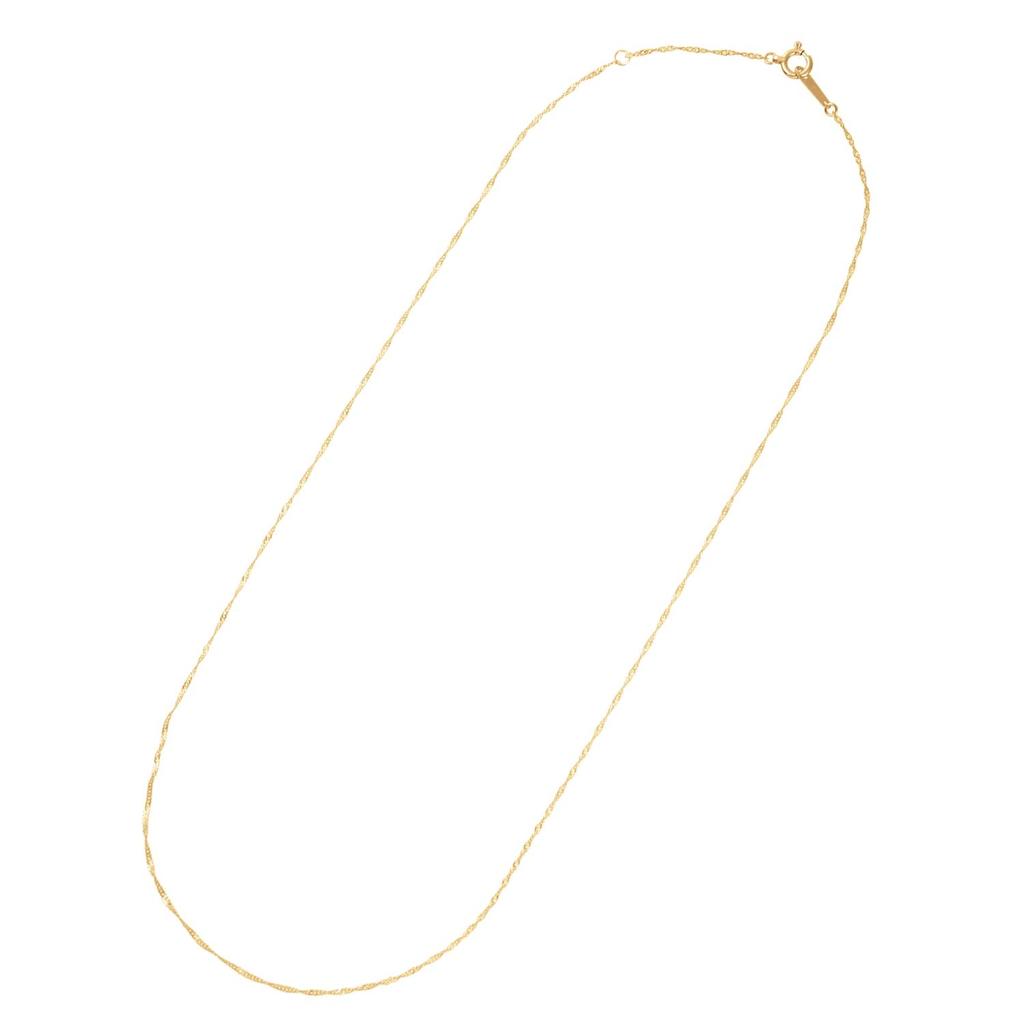 K18 Screw Chain 40cm Width Certification Stamp 18k Gold Necklace [FAIRY CULLET] Approx. 0.9mm Approx. 0.7g