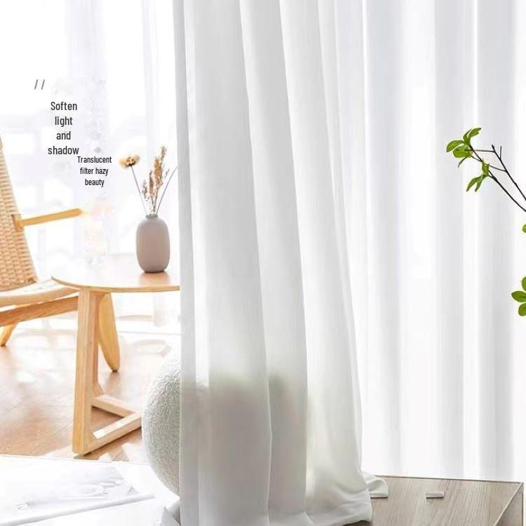 Устойчивые к царапинам занавески для балкона Phantom Light Luxury White - полупрозрачные и утолщенные для спален и эркеров
