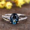 Silver Color Exquisite Blue Stone Ring Wedding Engagement Ring Jewelry Gifts for Women