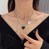 Punk Senior Fashion Women Pendant Necklaces Fine Double Link Chain Metal Heart Party Necklace Jewelry Gift