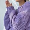 Осенний свободный повседневный вязаный свитер для женщин, модный новый длинный рукав, круглый вырез, зимние свитера для женщин, элегантные однотонные теплые вязаные джемперы 25722