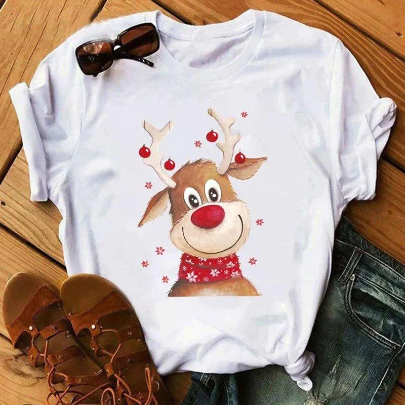 New Christmas Reindeer TShirts Deer Women Fashion Short Sleeve Streetwear Harajuku Unisex Tees Tops Clothing