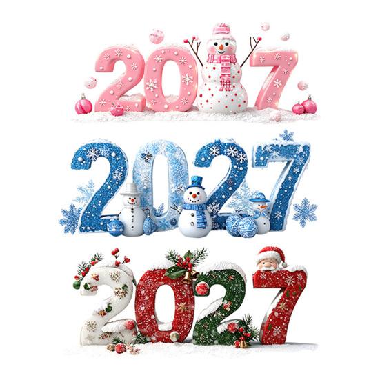 Многоразовые Рождественские Наклейки на Витрину 2027 Статические Наклейки, Снеговик Снежинка Падуб Стеклянные Наклейки, Декор на Цифровую Тему Рождественские Наклейки для Магазина