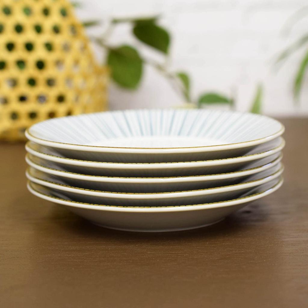 Waza no Kura Plate Set: Stylish Kutani Ware Medium Plates (5-Piece Set) with Five Flowers Design. High-Quality Japanese Dinnerware. Made in Japan. A P