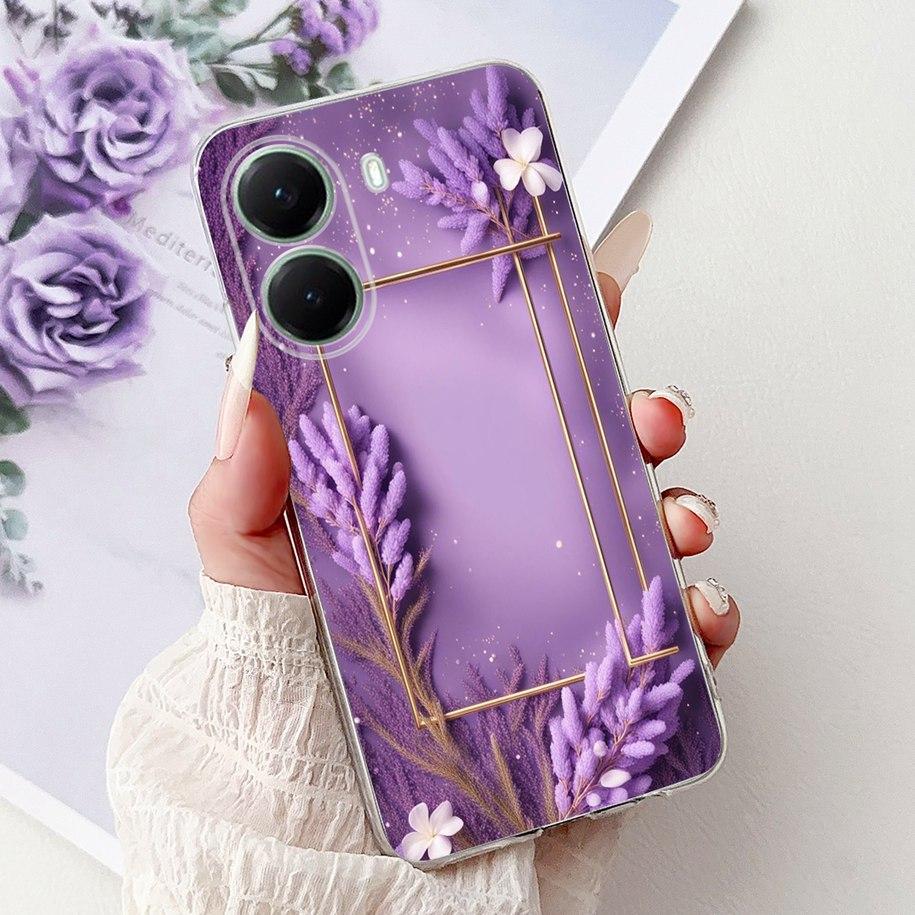 Чехол для Xiaomi Poco X7 Pro 5G Модный Цветочный Королевский Узор Мягкий Силикон Прозрачная Крышка Телефона Для Xiaomi Poco X7 PocoX7 Pro Fundas