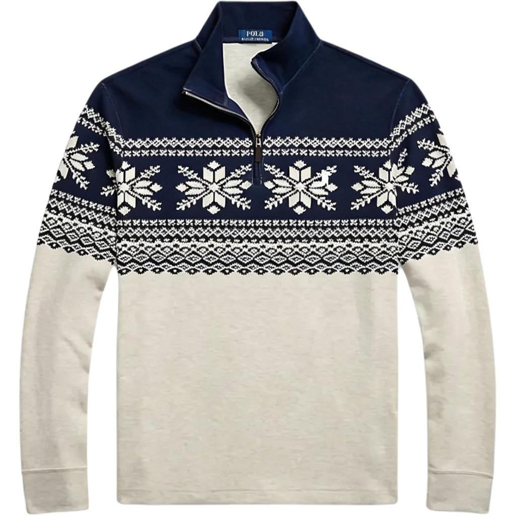 Polo Ralph Lauren Осень/Зима 25 Узор «Снежинки» Воротник-стойка Молния до середины Длинный рукав Вязаный свитер Стандартный крой Мужской свитер 710P02675-001
