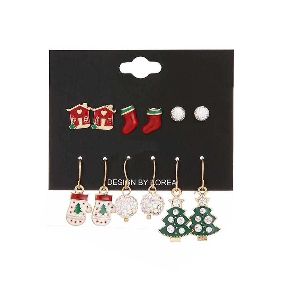 Stud ELK Bell Snowman Fashion Jewelry Stud Earrings for Women Christmas Earring Set Dangle Earrings