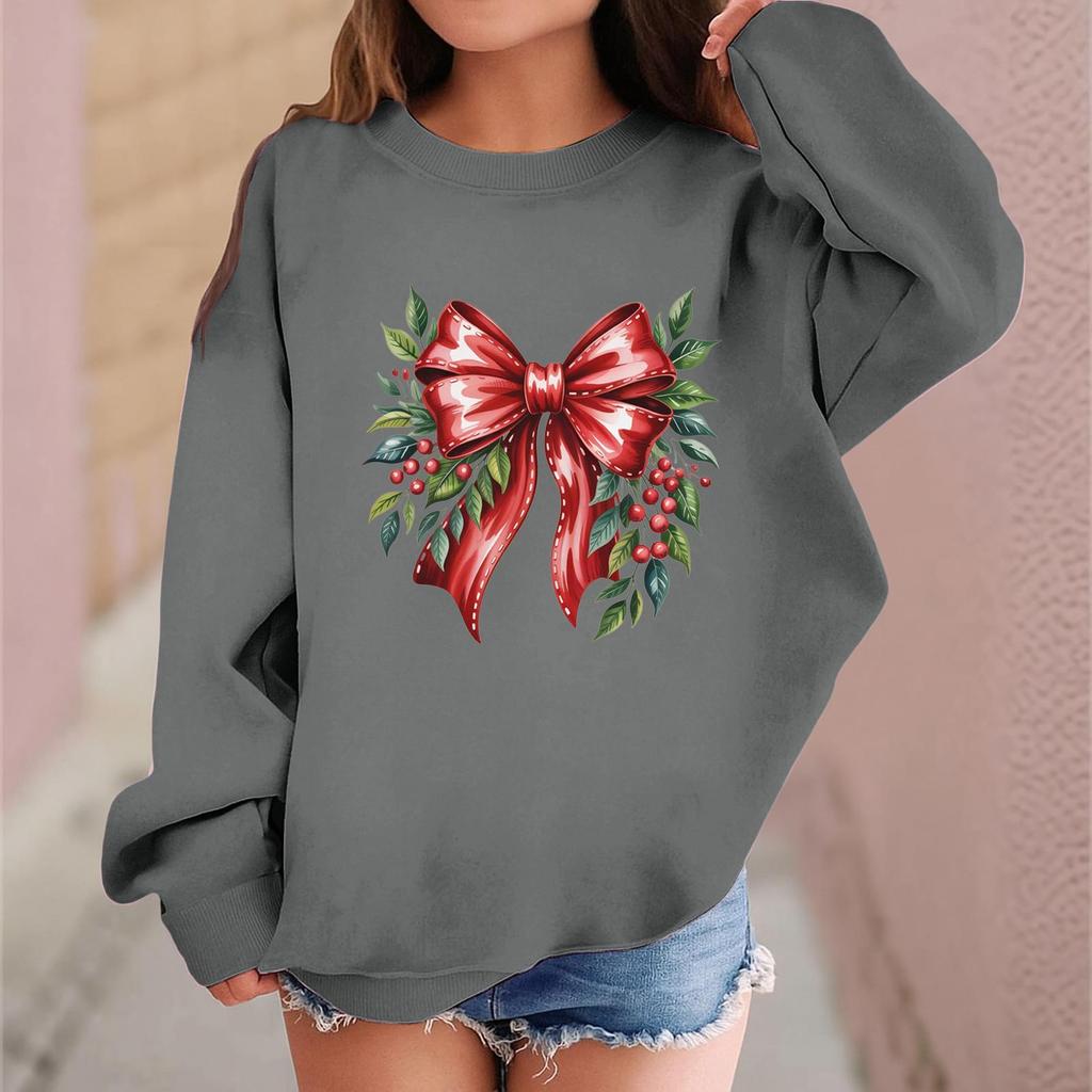 Children's Fashionable Casual Long-sleeved Loose Christmas Print Pullover Sweatshirt