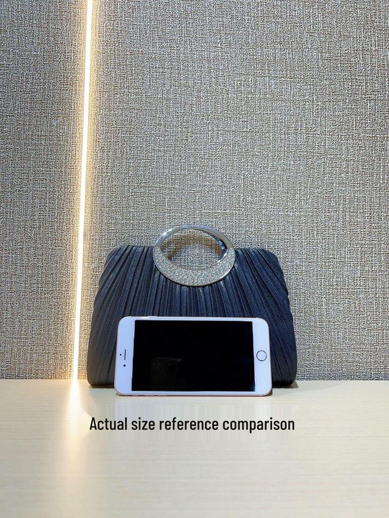 Elegant Pleated Leather Evening Handbag for Weddings and Parties