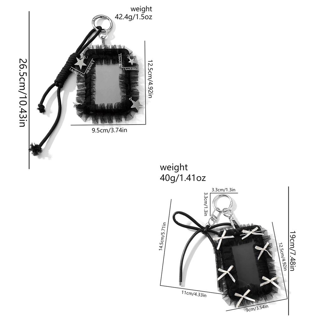 Готический держатель для фотокарточек Кружевной держатель для фотокарточек K-pop с брелоком Держатель для ID-карты Подвеска-брелок Рукава для студенческого билета