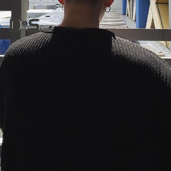 Корейский стиль осень зима мужской свитер-пуловер с круглым вырезом длинный рукав однотонный свободный крой трикотажные топы уличная одежда