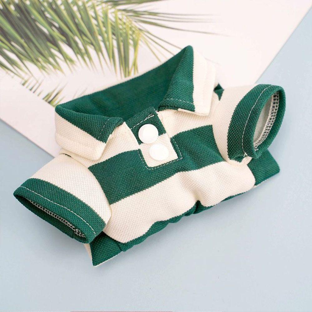 Летняя полосатая рубашка-поло для домашних животных, одежда для двуногих кошек и собак, плюшевый медведь Биби, померанский шпиц, принадлежности для одежды