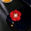 Red Winter Coat Coat Accessories Corsage Zircon Freshwater Pearl High-end Big Red Peony Brooch