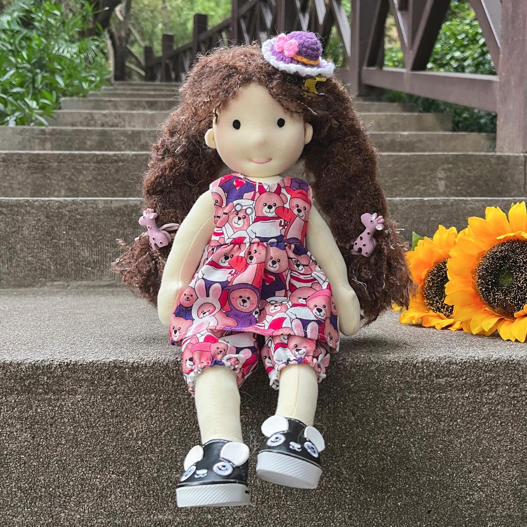 BlissfulPixie Waldorf Doll - Alice, Handmade, 30cm, Soft, Cute Plush Toy for Girls, Perfect for Kids