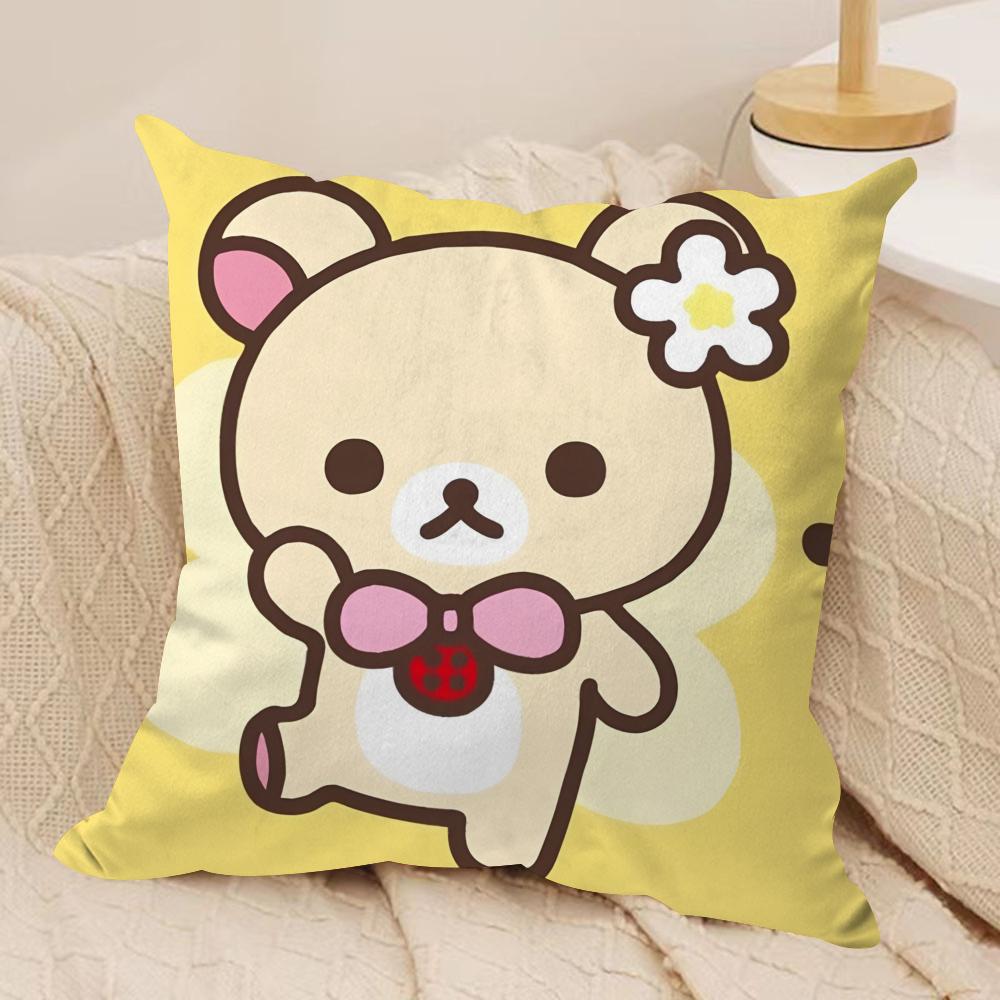 Cute RRilakkumaS Cushion Cover Soft Plush Fabric DoubleSided Printed Cushion Covers for All Seasons Home Decor