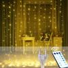 2/3/6m Remote LED Curtain Fairy Lights Christmas Led Patio Party Wedding Window Decor Outdoor String Lights For New Year