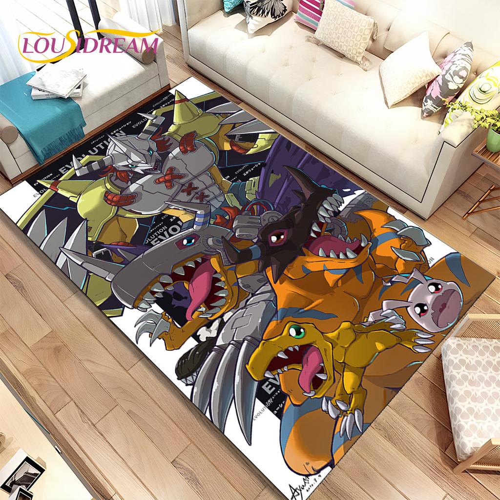 Cartoon Digimon Adventure Area Rug Large,Carpet Rug for Living Room Bedroom Sofa Doormat Decoration, Non-slip Floor Mat Cover 3D