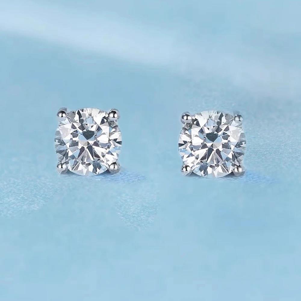 WUIHA 18K Gold Plated 925 Sterling Silver Sparkling GRA Moissanite Diamond Stud Earrings for Women Anniversary Gift Fine Jewelry