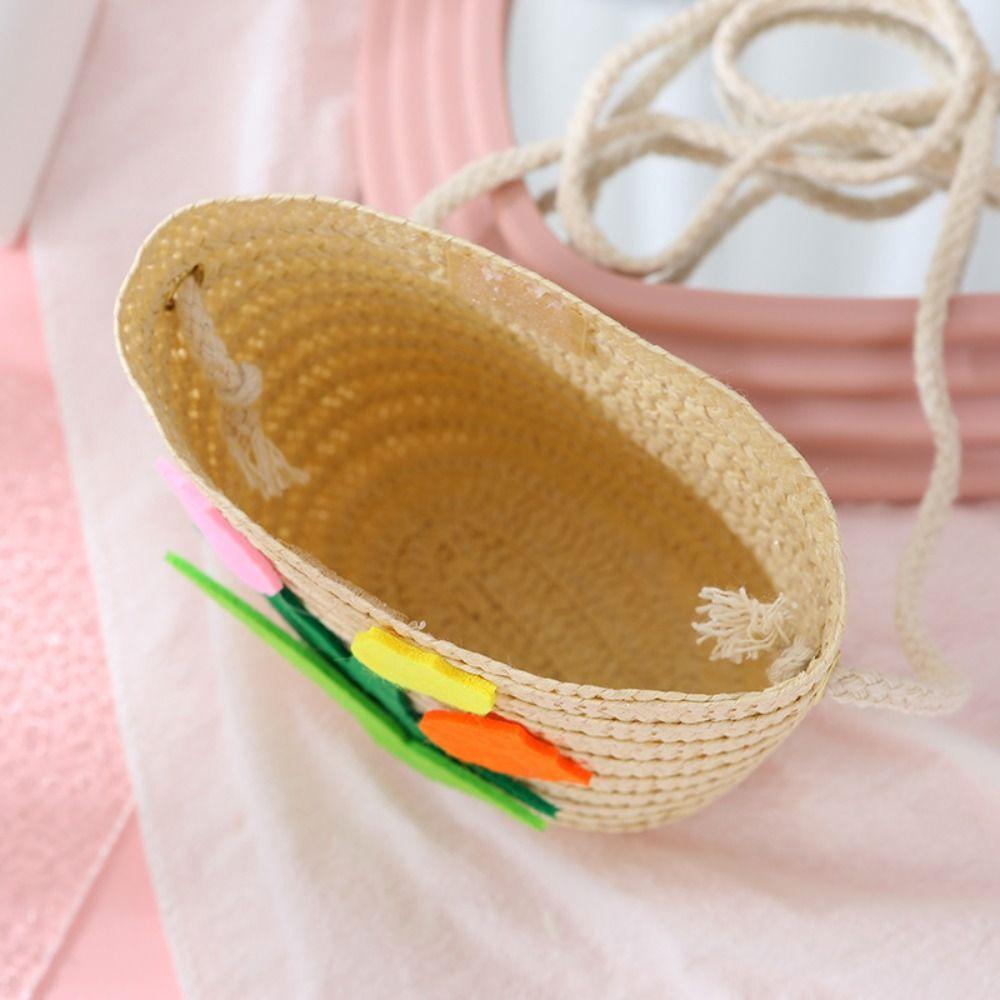 Соломенная сумка через плечо с цветочным принтом, кошелек для монет, симпатичная сумка через плечо для девочек и детей