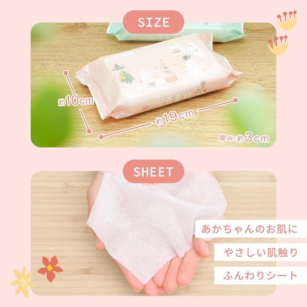 MOOMIN Pure Water Baby 80 wipes x 12 packs wipes Made in Japan Soft and Fluffy Wipes Online Exclusive [Online Exclusive] 99% Wipes, (960 total), / /