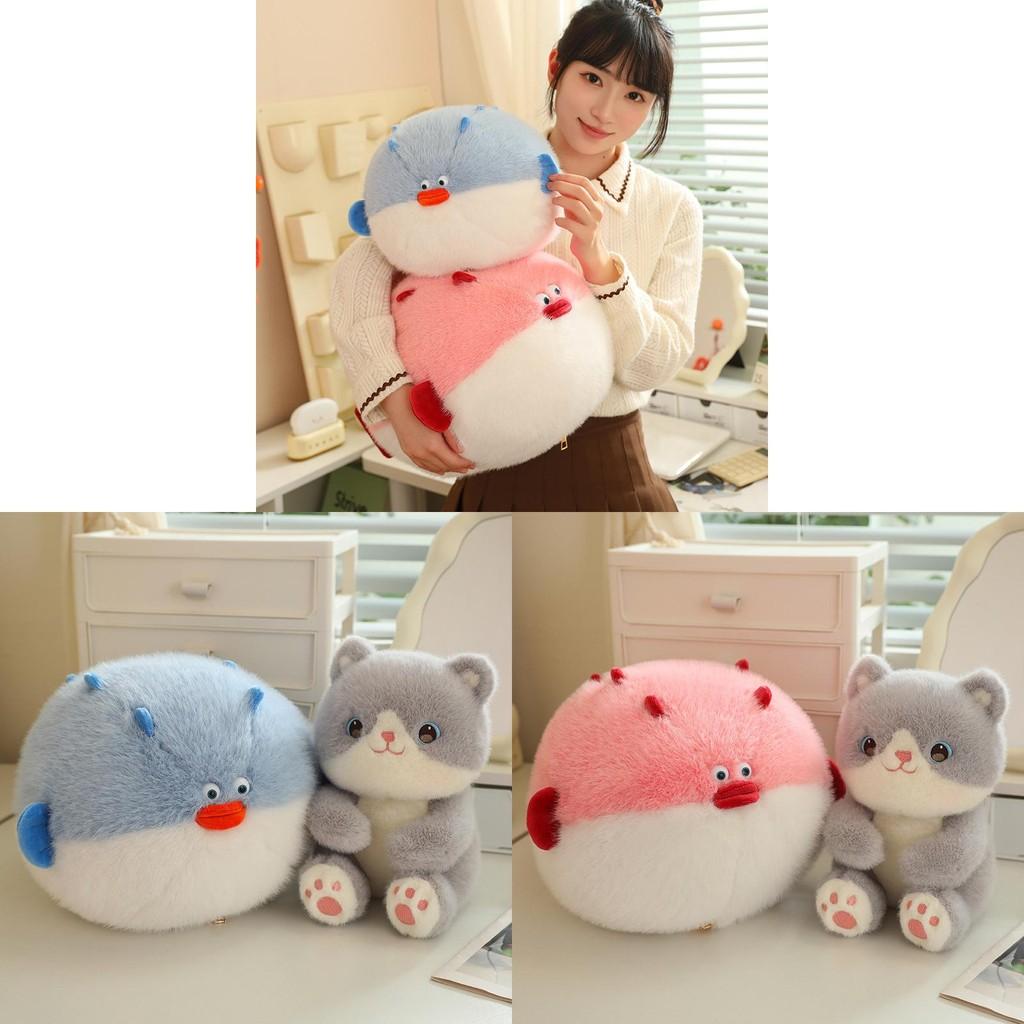Cat Eating Cute Fish Plush Toy Doll Soft Doll Office Napping Gift Pillow