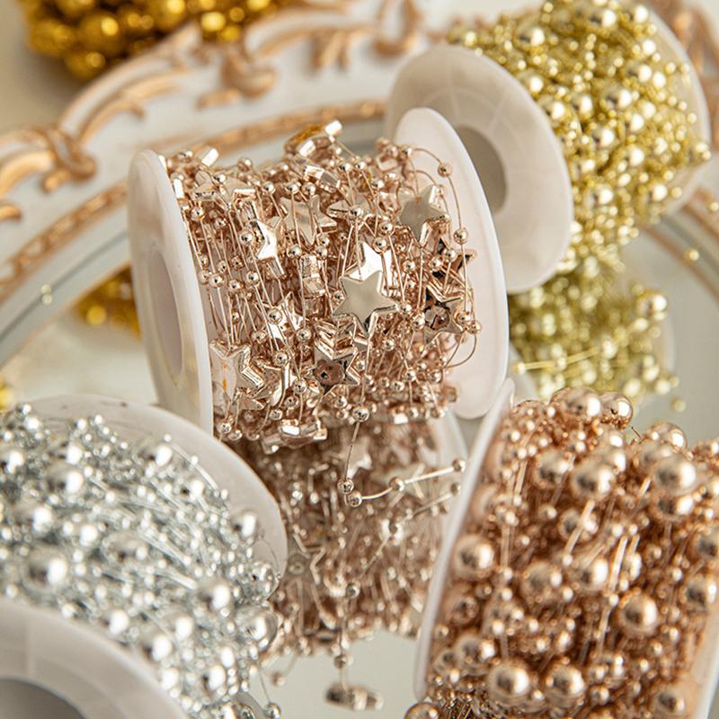 Christmas Decorations Colorful Electroplated Beads String Garland Home Xmas Tree Ornaments Nativity New Year Gift DIY Dollhouse