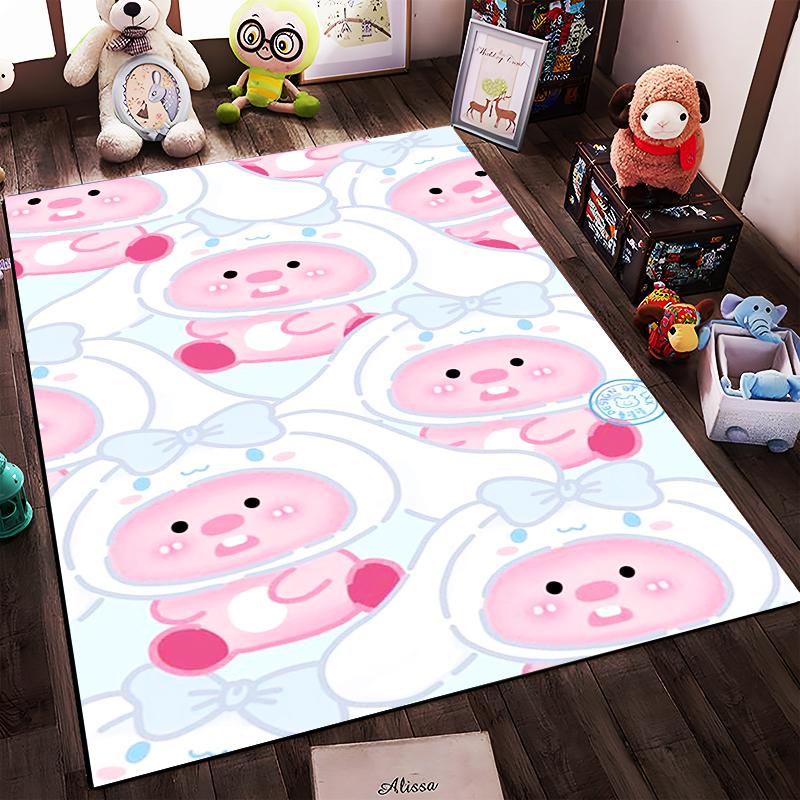 Cute Pink Bunny Cartoon Pattern Rug Non-slip rug suitable for living room and bedroom sofas
