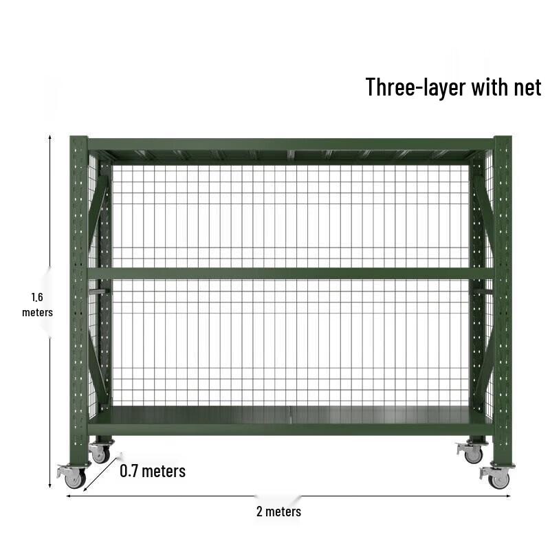 Jixiong Military Green 3-Tier Rolling Storage Rack