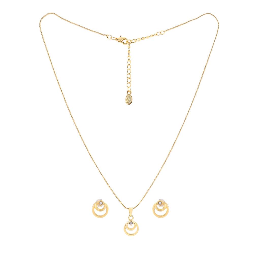 Estele 24k Gold Plated Spiral Pendant Set with Rhinestones for Women/Girls