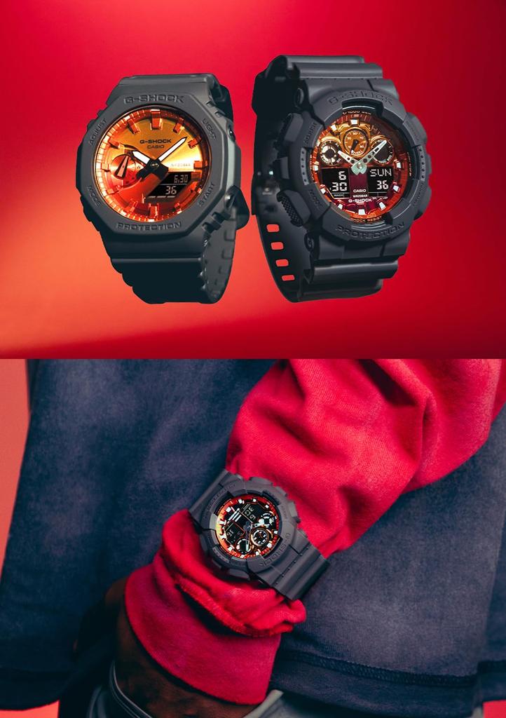 Мужские часы Casio G-Shock серии Flame Inside GA-100FL-8AJF, серые (Официальный японский продукт)
