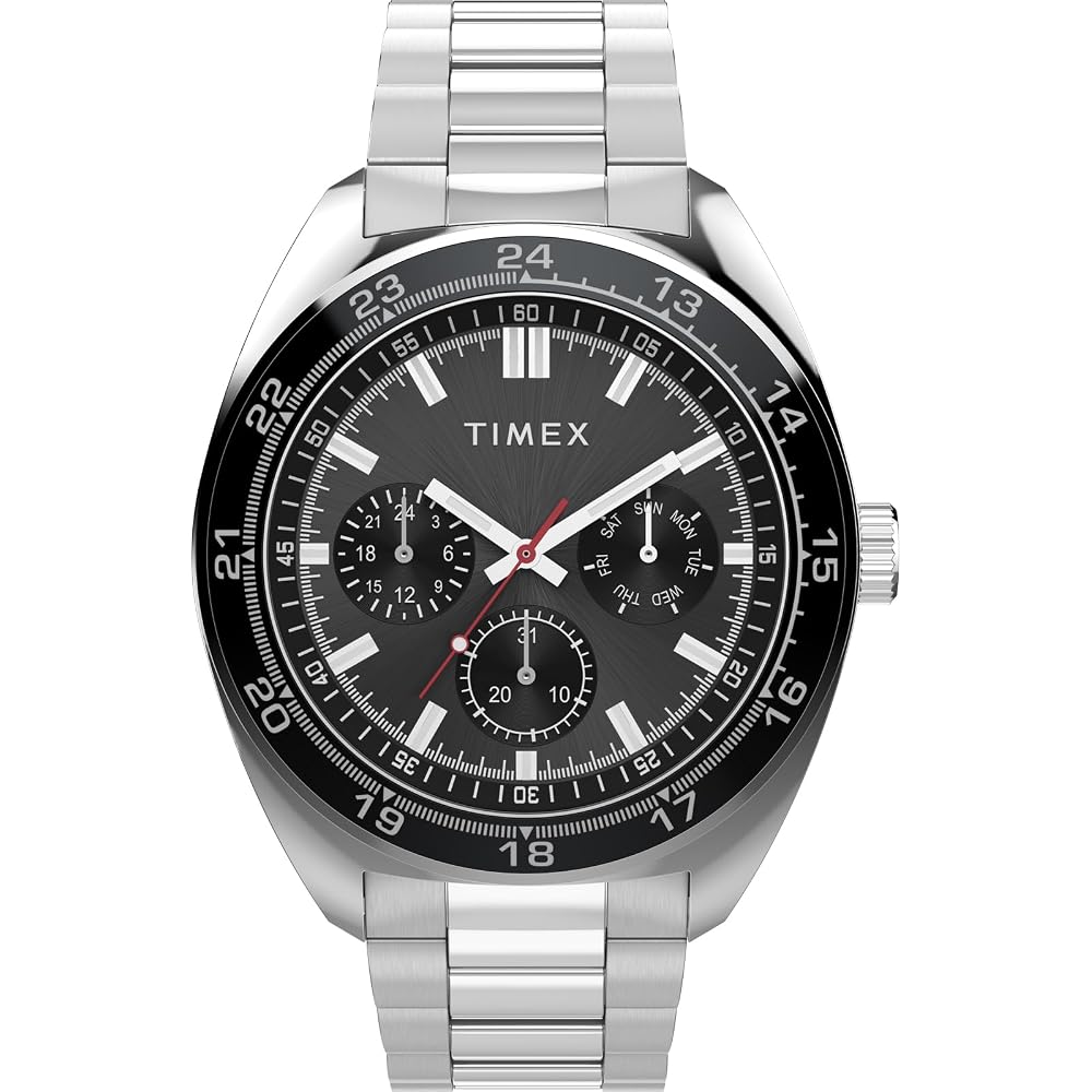 Timex Weston TW2Y22600 Quartz Watch 5ATM Water Resistant Mineral Glass Black Dial Stainless Steel