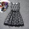 White Girl Sleeveless Lace Dress Summer Tutu Skirt Hollow Out Casual Party Gowns Waistband Mini Dresses