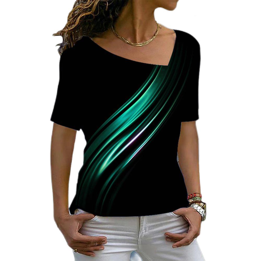 Цветная контрастная цветочная 3D футболка, летние женские футболки с v-образным вырезом нестандартной формы, уличная футболка Harajuku с короткими рукавами, большие топы Y2k