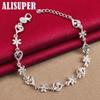 925 Sterling Silver Fashion Crystal Romantic Heart Flower Bracelet Jewelry