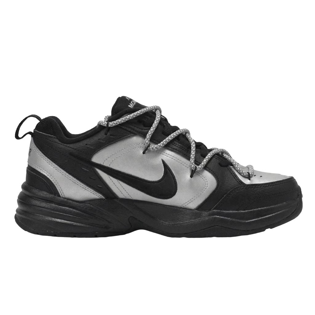 Nike Air Monarch 4 Black Silver Lace, Deconstruction, Premium Silver, Luxury Streetwear Casual 415445-001(Team2070-)