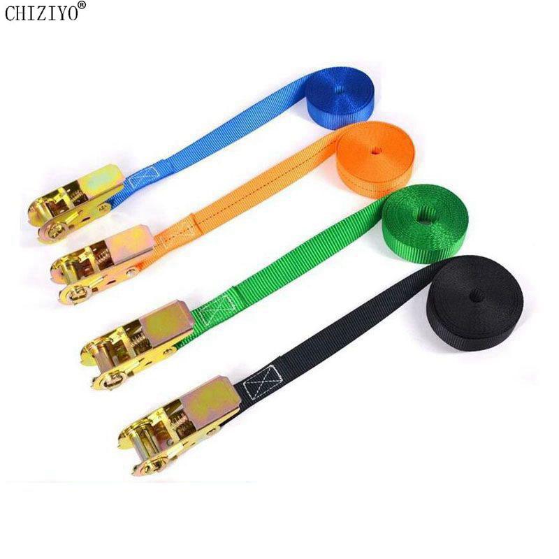 2m Ratchet Buckle Nylon Rope Belt Car Tension Rope Tie Down Strap Cargo Wrap Band For Motorcycle Car Luggage Outdoor Camping