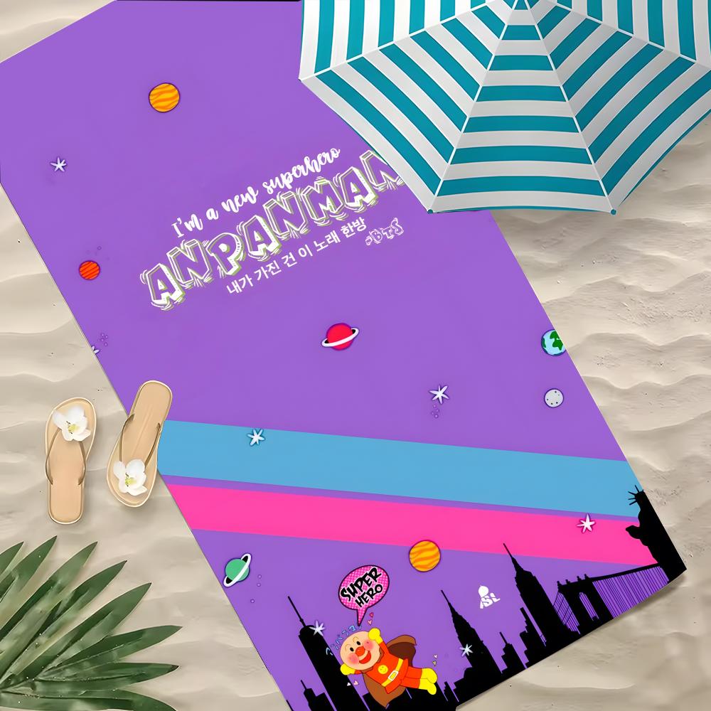 Мультяшное полотенце A-ANPANMAN из полиэстера, пляжное полотенце, быстросохнущее, не оставляющее песка, банное полотенце для лета, бассейна, путешествий, отпуска